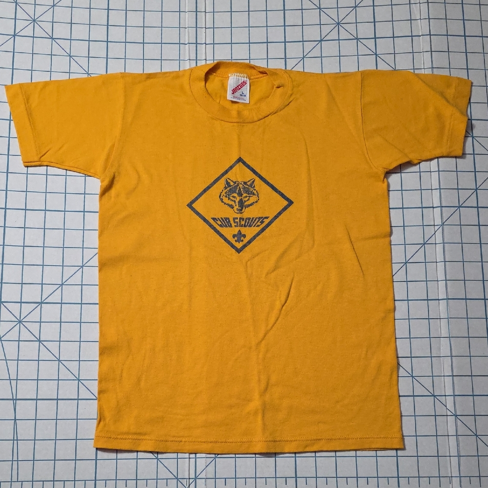 Jerzees Yellow T-Shirt Cub Scouts‎ L 14-16 Vintage 90s Preloved
